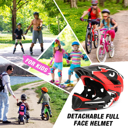 Kids Detachable Full Face Bike Helmet - Child Cycling, MTB, Skateboarding, Roller Skating & Motorcycle Sports Helmet