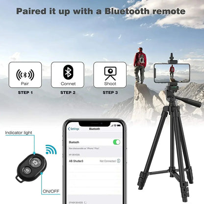 100cm Phone Tripod Stand – Video Recording Tripod with Bluetooth Remote, Universal Camera & Phone Photography Stand