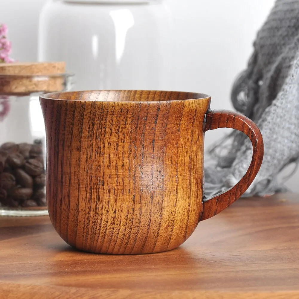 130ml Wooden Cup with Handle: Solid Wood Tea Cup - Sour Jujube Trumpet Cup for Kitchen or Living Room