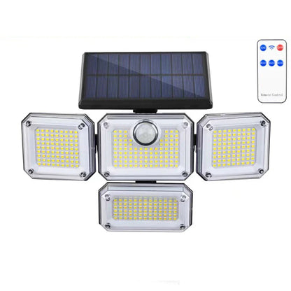 Outdoor 122 LED Solar Motion Sensor Flood Light, 4-Head 3000 Lumens Waterproof Security Lamp with 270° Wide Lighting Range