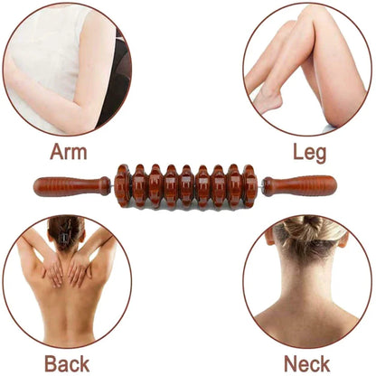 Curved Wooden Cellulite Roller – Body Shaping Massage Tool for Stomach & Lymphatic Drainage Therapy