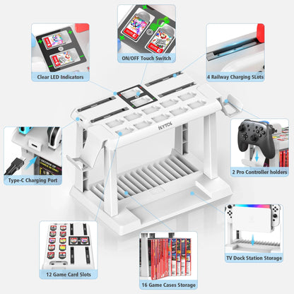 OIVO Switch Joy-Con Charger & Game Storage Tower – Pro Controller Holder for Nintendo Switch OLED Dock Station