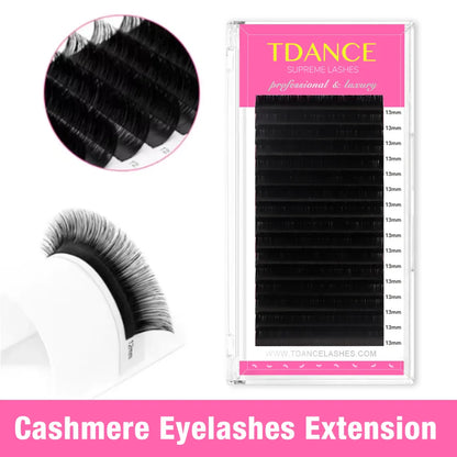TDANCE Classic Korean PBT Faux Mink Eyelash Extensions – 16 Row Matte Black Russian Volume Individual Lashes for Professional Makeup & Salon Use