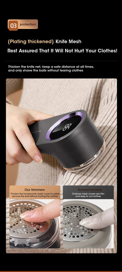 LED Digital Electric Lint Remover – USB Rechargeable Fabric Shaver for Clothes & Sweaters