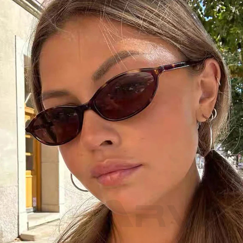 2024 Women’s Leopard Brown Sunglasses — Fashion Brand Small Frame Retro Oval Sun Glasses, Ladies Eyewear Shade