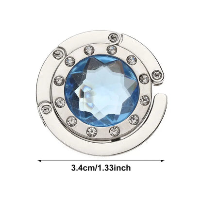 Portable Diamond Folding Bag Hook - Metal Foldable Handbag Hanger for Tables, Elegant Purse Table Hook, Compact Desk Accessory