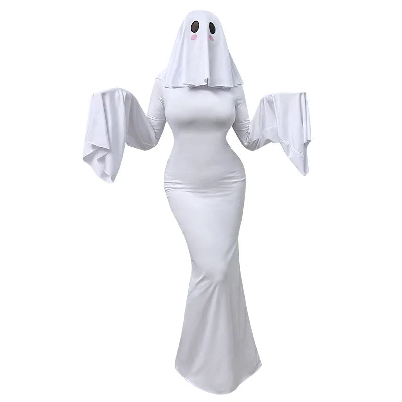 Mrs. Apricot Ghost Lady Halloween Costume - Cute Women’s Cosplay Dress for Parties & Dress-Up Events