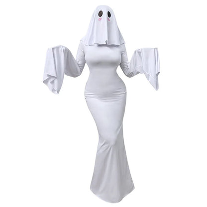 Mrs. Apricot Ghost Lady Halloween Costume - Cute Women’s Cosplay Dress for Parties & Dress-Up Events