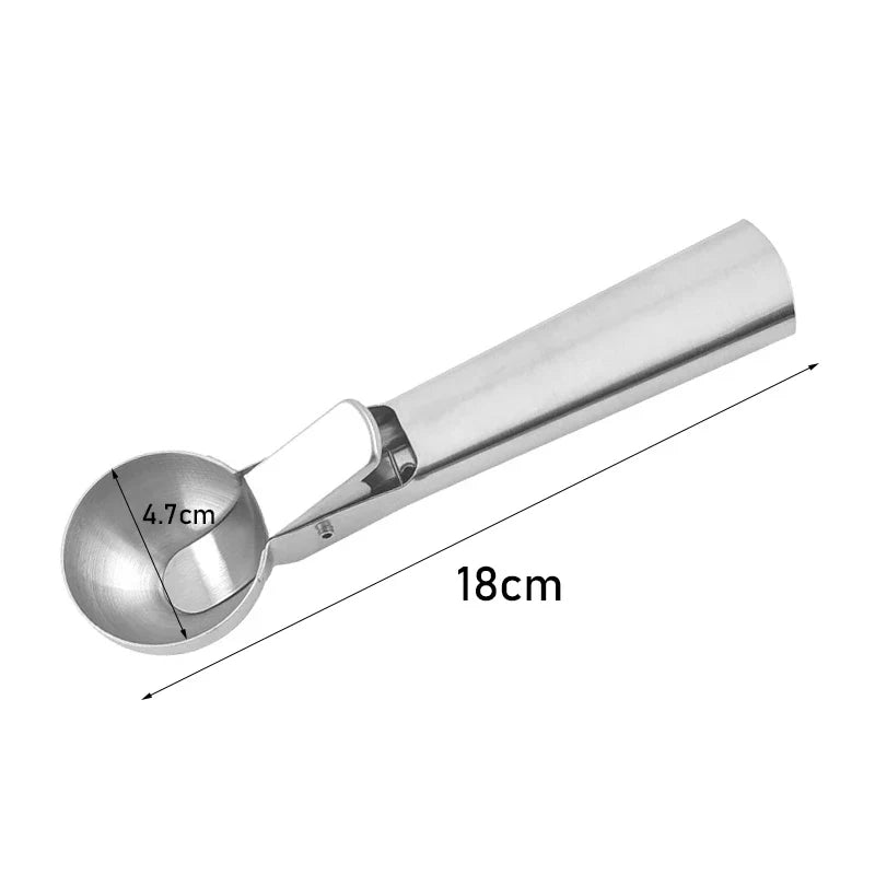 Multi-Style Stainless Steel Ice Cream Scoop Ball Digger – Ice Cube Mold & Kitchen Tool for Easy Release and Home Use