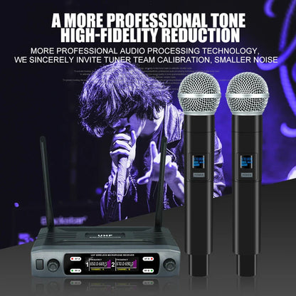 Wireless Handheld Microphone – Dual Channel UHF Dynamic Mic for Karaoke, Wedding, Party & Church Shows