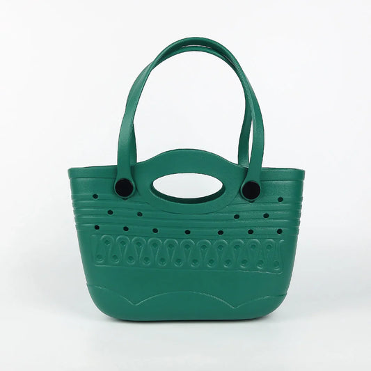 Retro EVA Waterproof Beach Tote Bag Large Capacity Lightweight Shoulder Bag for Travel Gym Swimming Summer Satchel