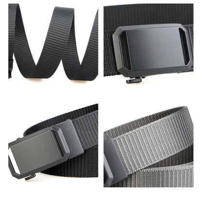 Newest Automatic Buckle Canvas Belt – Tactical Waist Belt for Men, Durable Casual Outdoor, Hunting, Golf & Adventure Training Pants