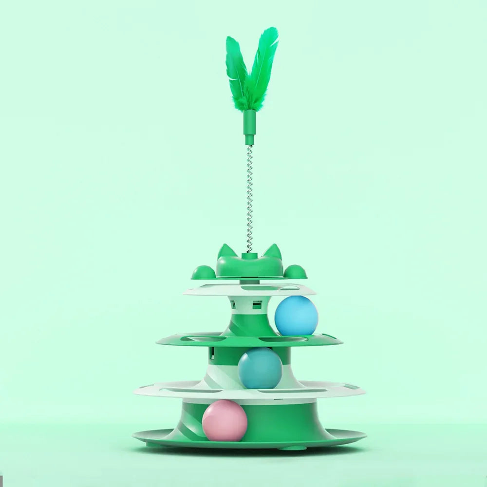 Interactive Cat Toy - Funny Turntable, Wand Stick & Ball Set for Boredom Relief