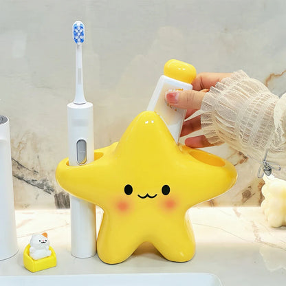 Star-Shaped Toothbrush Holder - Cute Freestanding Bathroom Organizer for Toothbrush & Toothpaste