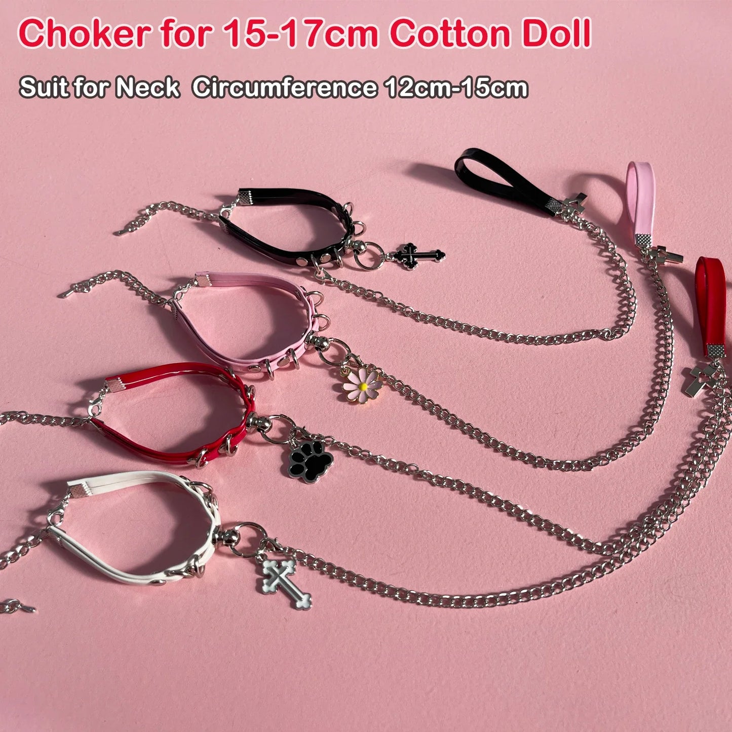 17cm Labubu Doll Necklace Choker – Leadrope Accessory for 6.5-inch Cotton Dolls