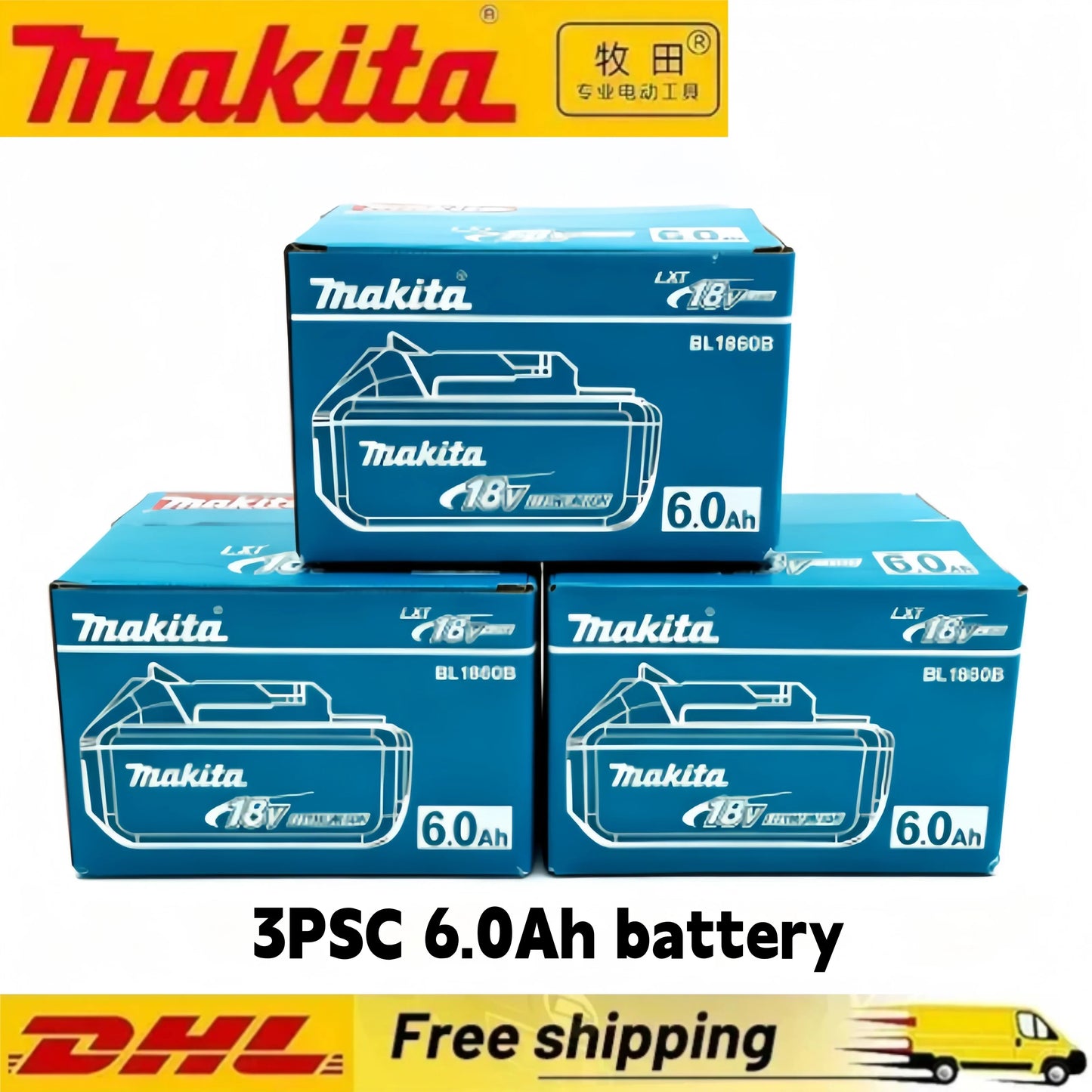 Genuine Makita 6AH BL1860 18V Li-Ion Battery — Replacement for BL1850 & BL1840, Compatible with 18V Screwdrivers, BMS TPCELL