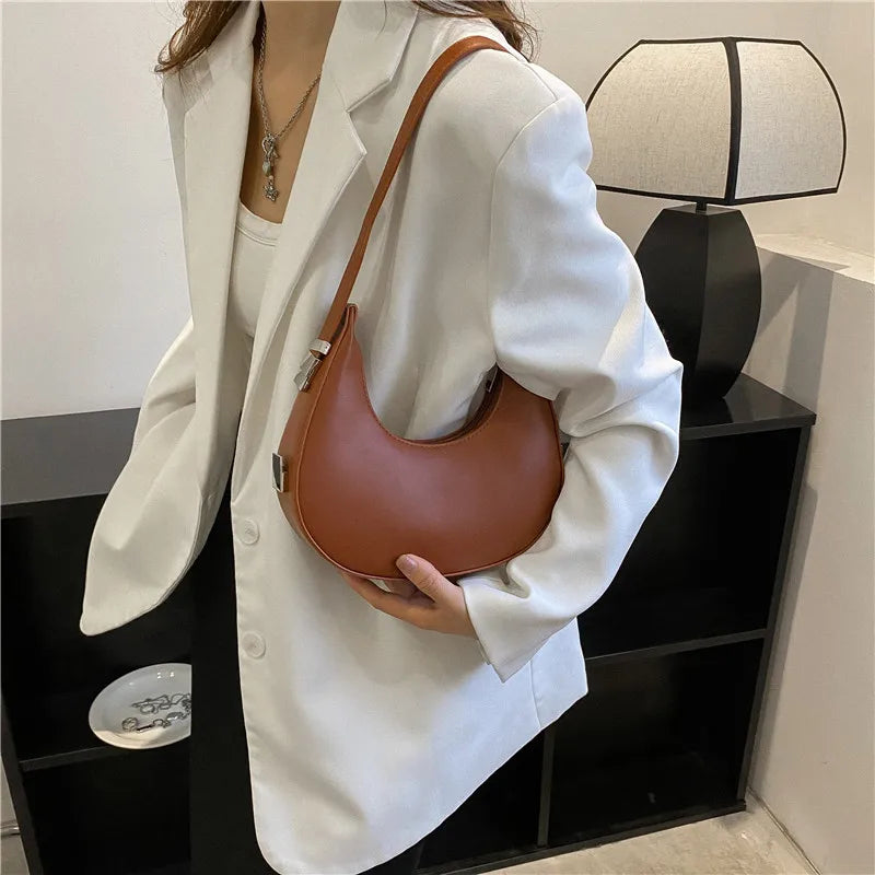 Fashion Luxury PU Leather Hobo Shoulder Bag – Small Clutch Handbag, Underarm Purse, Travel Tote for Women
