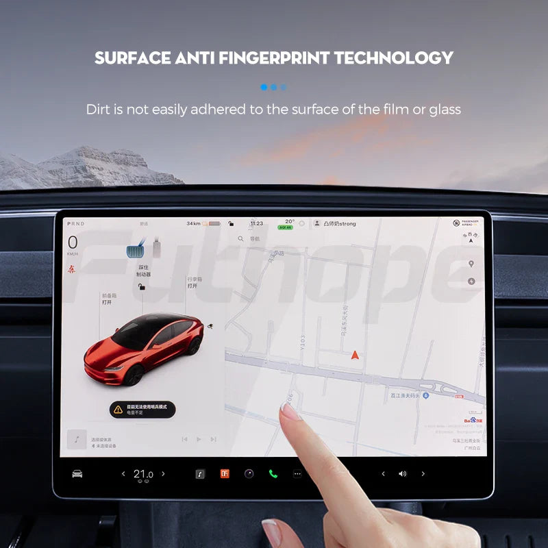 Futhope Tempered Glass Screen Protector – HD Center Control Film for Tesla Model 3/Y Highland (2021-2025) Protection