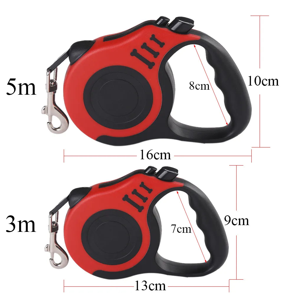 Premium 3m/5m Automatic Retractable Dog Leash for Small Dogs & Cats - Durable Nylon Lead for Outdoor Travel, Walking, and Hiking