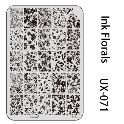 UX Serial 2 Stainless Steel Stamping Plate Template – Vintage Abstract Fabric Texture Pattern for Nail Art, Floral Lace, Xmas & Halloween Designs (UX52)