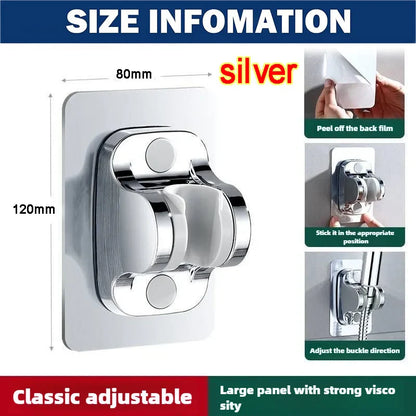 360° Adjustable Shower Head Support – Suction Cup Holder with Plating for Bathroom Wall Mount and Shower Rail
