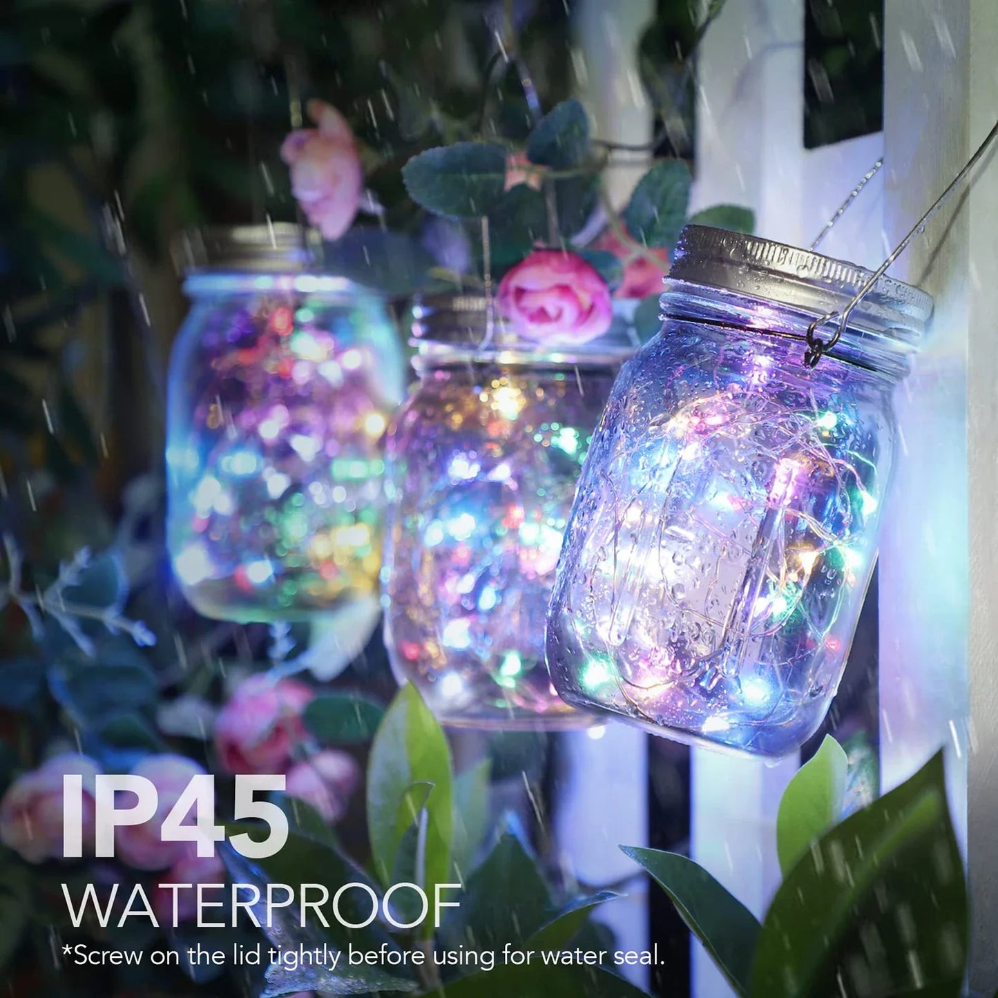 Mason Jar Solar Bottle Lights – LED String Fairy Lights, Waterproof Hanging Lantern for Garden & Wedding Decorations