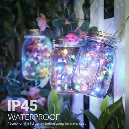 Mason Jar Solar Bottle Lights – LED String Fairy Lights, Waterproof Hanging Lantern for Garden & Wedding Decorations