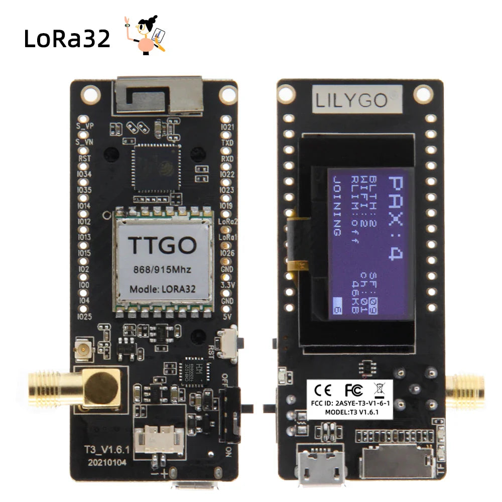 LILYGO® LoRa32 V2.1 ESP32 Development Board — SX1276/1278 Module 433MHz/868MHz/915MHz with 0.96" OLED, DIY WiFi & Bluetooth
