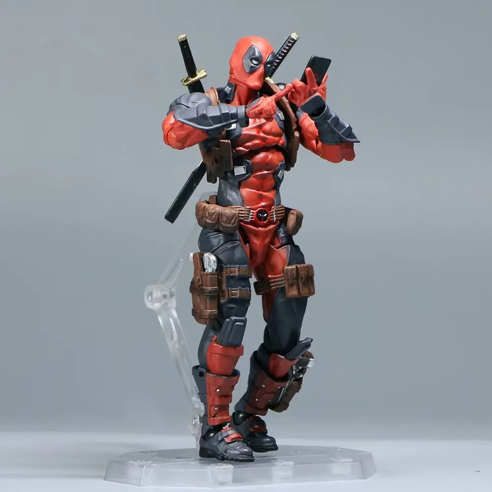 AMAZING YAMAGUCHI Deadpool & Wolverine 2.0 Action Figure – Grey Mutants Joint Movable KAIYODO Model Toy for Kids & Collectors