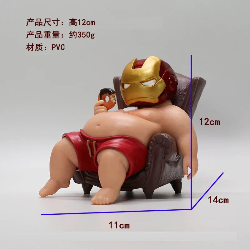 12cm Avengers Iron Man Fat Boy Figure – Cute Anime Action Toy for Desktop, Car Decor & Children’s Collection