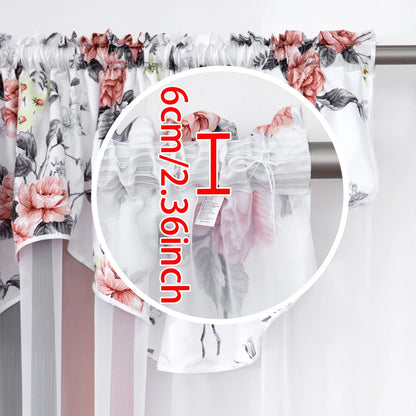 Rural Floral Lace Curtain Panel - Flower Trim Rod Pocket Window Decor for Living Room Bedroom Kitchen