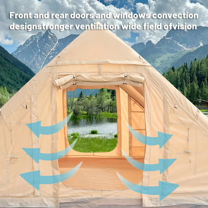 Inflatable Camping Tent for 4-8 People – Portable Water-Resistant Four-Season Tent with Windows