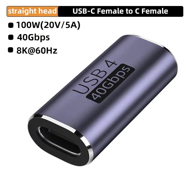 USB4.0 40Gbps 90° Type-C Adapter – 100W Fast Charging & Data Converter for MacBook 8K60Hz
