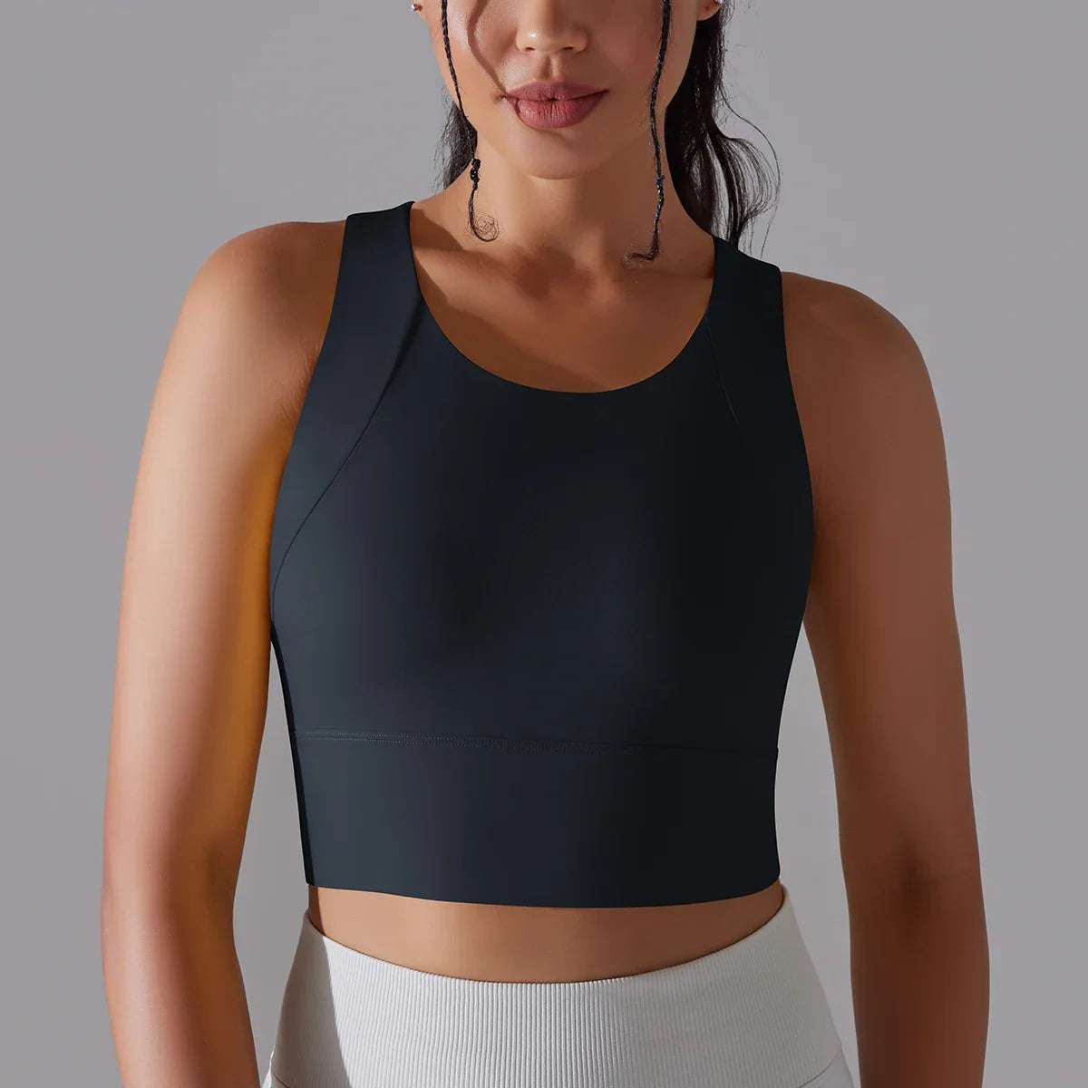 Women's Nylon Sports Bra – Elastic Yoga Crop Top, Stretch Gym Fitness Bra for Training & Activewear