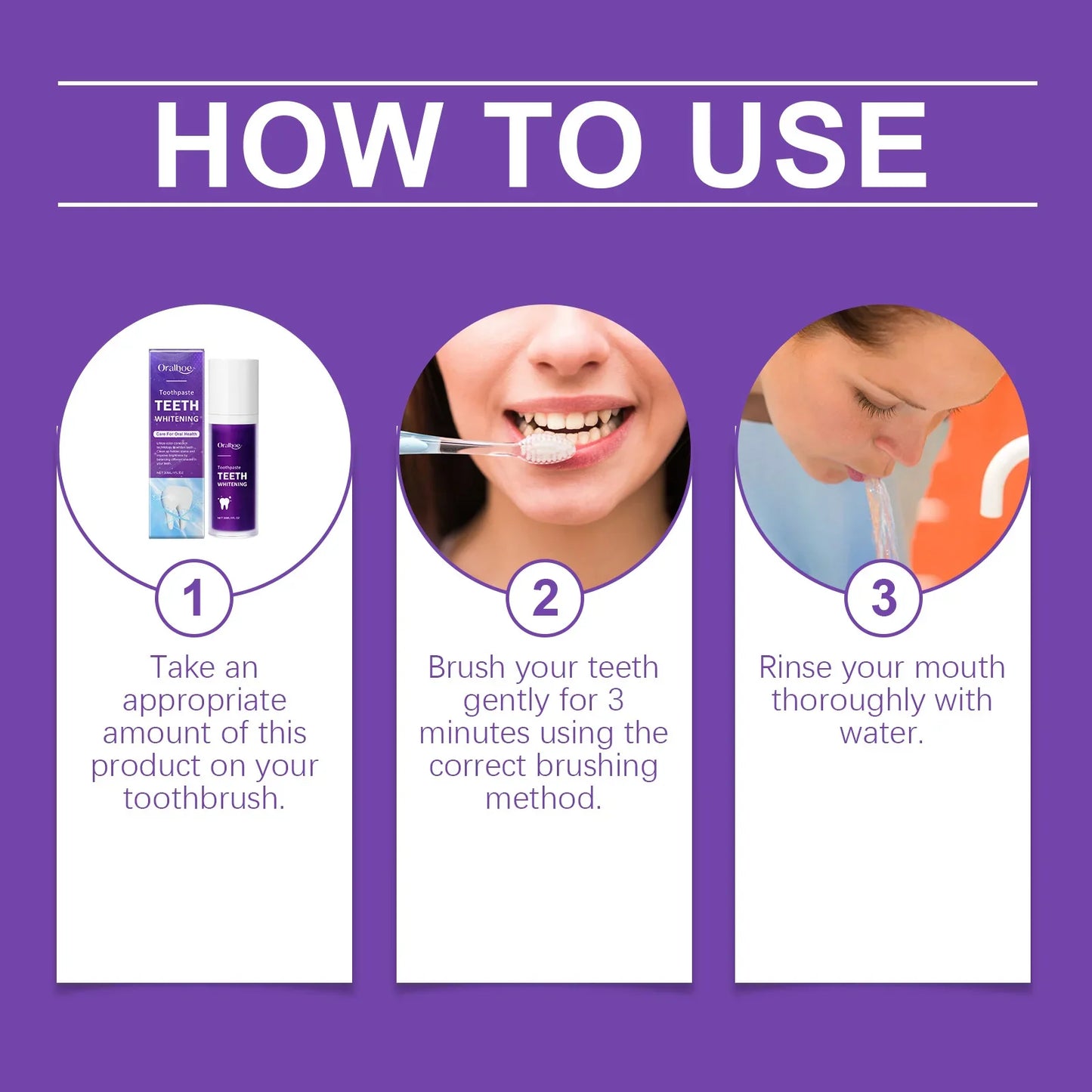 Purple Teeth Whitening Toothpaste – Deep Cleaning, Plaque & Stain Removal, Freshens Breath in 5 Days