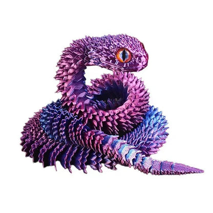 3D Printed Movable Joint Snake Figurine — Simulation Fidget Toy, Office Desktop Ornament, 2025 New Year Gift Craft