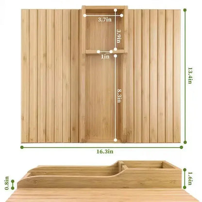 Foldable Bamboo Couch Cup Holder – Anti-Slip Multifunctional Sofa Armrest Tray for Cups & Remote Control