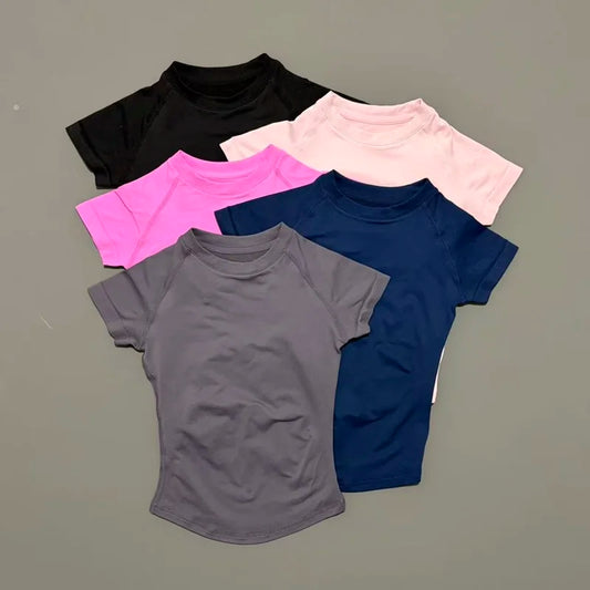 Women’s Seamless Sports Top – Short Sleeve Slim Fit Yoga & Gym Running Fitness Activewear T-Shirt Athletic Workout Tee