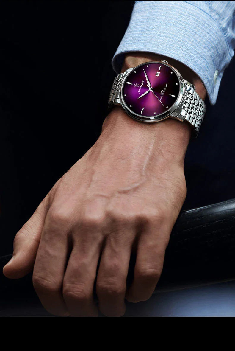 POEDAGAR Luxury Men's Sports Watch — Waterproof Luminous Stainless Steel Quartz Wristwatch with Date