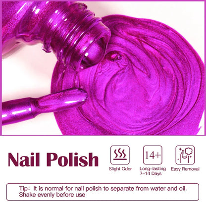 8ml Metallic Mirror Effect Nail Polish – Fast Drying Long-Lasting DIY Manicure Art, No Lamp Cure Nail Supplies