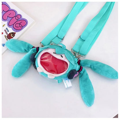 Hatsune Miku Coin Purse Shoulder Bag – Kawaii 14cm Plush Headphone Bag, Cartoon Crossbody Keychain Pendant, Perfect Girl Gift