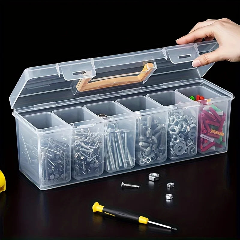 Transparent Hardware Storage Box - Multi-Compartment Organizer for Screws, Tools & Small Parts