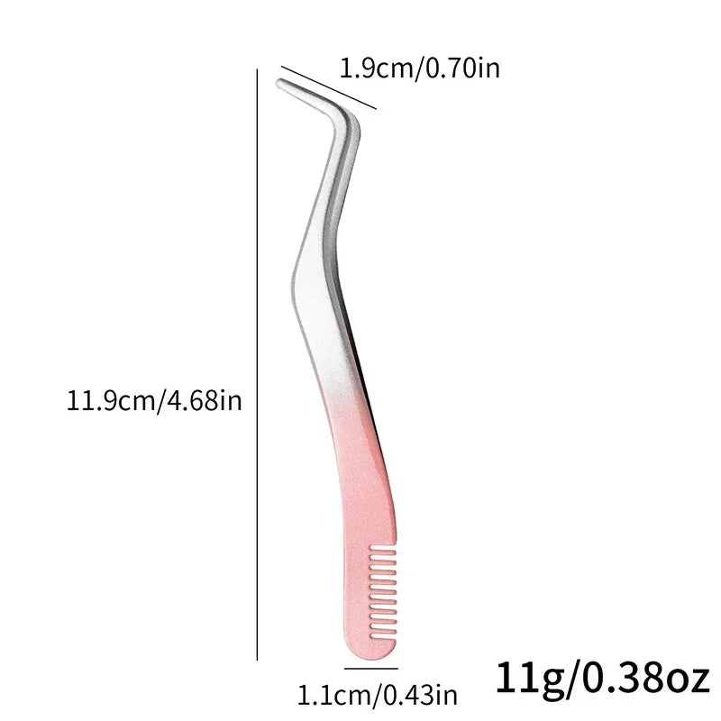 Professional False Eyelash Applicator Tweezers – Precision Lash Extension Clip & Curler Makeup Tool