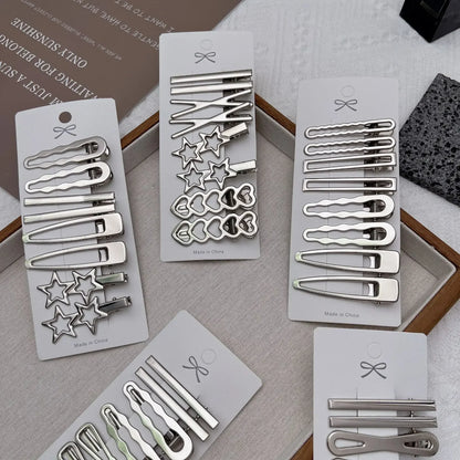 Silver Metal Hair Clips for Women & Girls | Y2K Duckbill Hairpin, Bangs Side Barrettes