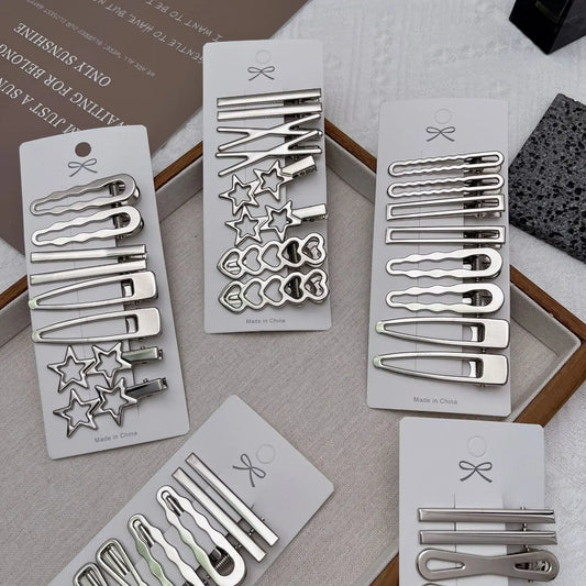 Silver Metal Hair Clips for Women & Girls | Y2K Duckbill Hairpin, Bangs Side Barrettes