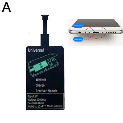 Type-C Wireless Charging Receiver Ultra-Thin Fast Charging Adapter – Stable Wireless Charger Patch for Samsung, Huawei & Xiaomi
