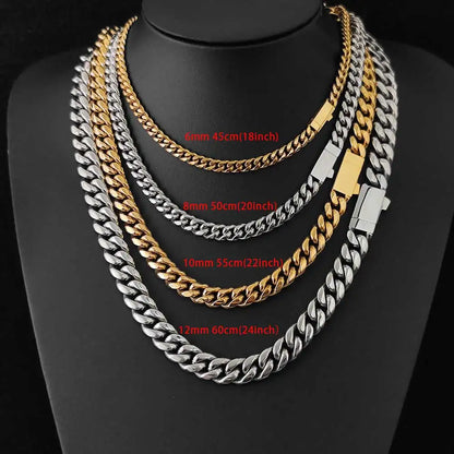 NUOYA Custom Logo Stainless Steel Miami Cuban Link Chain Necklace – Hip Hop Jewelry for Men, Cuban Link Necklace