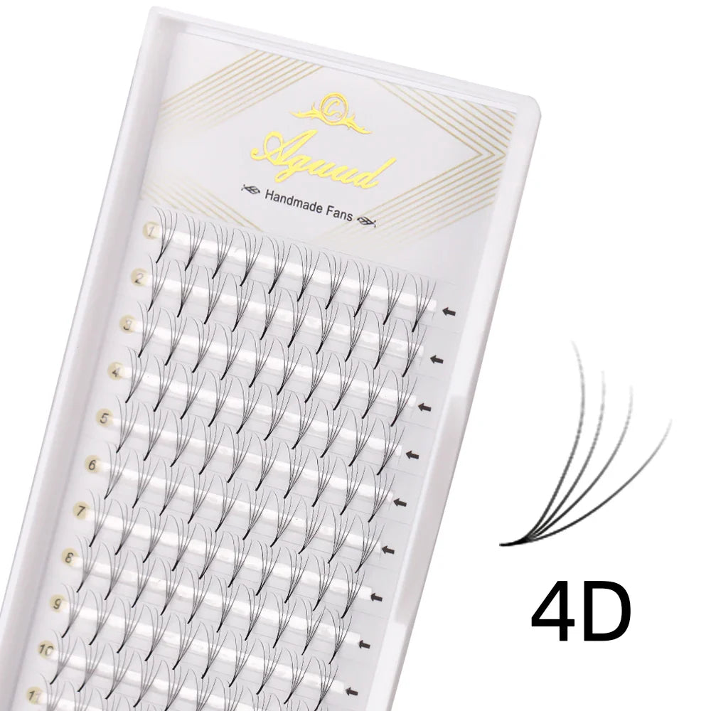 AGUUD 10-Tray Premade Volume Lashes – Super Fans with Needle Stem & Narrow Base for Eyelash Extensions