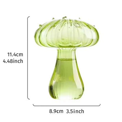 Colourful Mushroom Vase, Creative Hydroponic Transparent Glass Aromatherapy Vase, Living Room and Dining Room Desktop Art Decoration