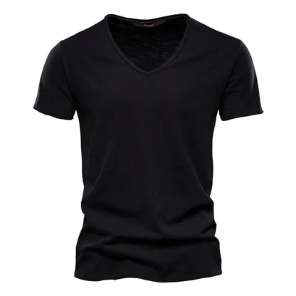 100% Cotton Men’s V-Neck T-Shirt – Lightweight Short Sleeve Fitness Tee, Breathable Fashion Top for Men (Sizes S–5XL)